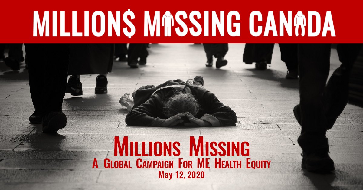 MillionMissCan's tweet photo. The #MillionsMissing Global Campaign for ME Health Equity... 

has changed to an all virtual format for May 12th 2020 due to world-wide concerns about CoVid-19. 

#MakeMEVisible
#MyalgicEncephalomyelitis
#TogetherStronger

More campaign details to come: https://t.co/crxY4I62IO https://t.co/oHUc22EcF6