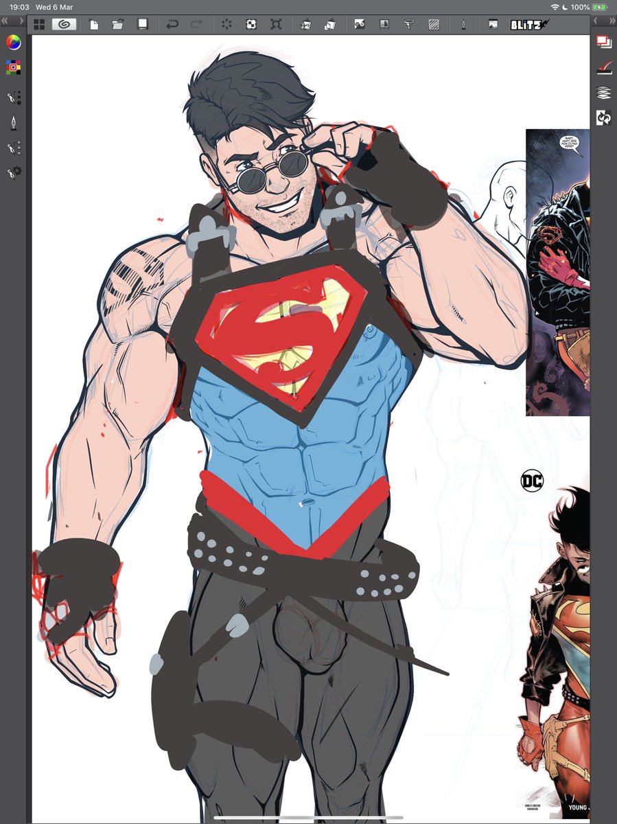 BlitzTurner's tweet photo. Connor Kent - Throwback 
https://t.co/I6saCqWmDn

Better late than never.

#bara #blitzturner #gaycomics #gaypinup #gay #lgbt #muscle #gaymuscle #gayart https://t.co/7Md7n4mhzh