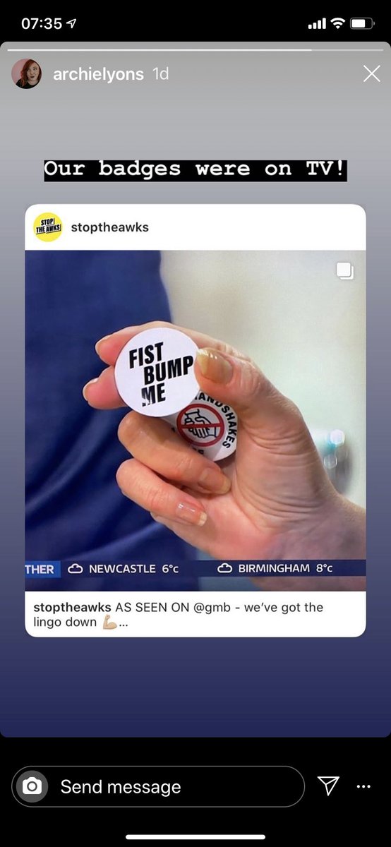 perfectpetnanny's tweet photo. @MilenaZP_ #stoptheawks #CoronavirusPandemic #NoHandshake we are wearing ours and you should be wearing yours! Buy your badges @StopTheAwks and you are also helping @ageuklondon https://t.co/p0sgq03asZ
