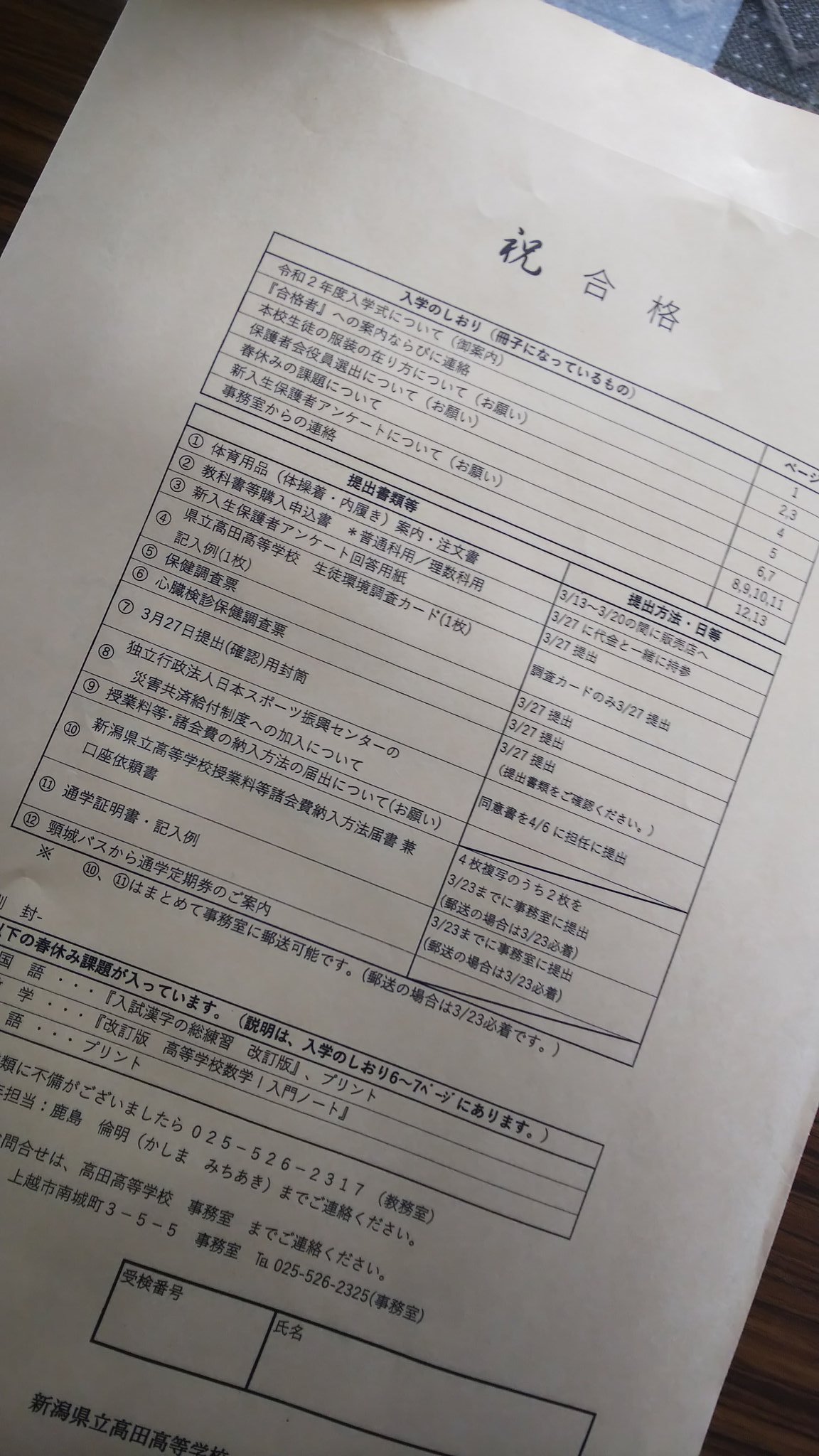 新潟県立高田高校女子バレーボール部 本日 新潟県立高校の合格発表が行われ 高田高校でも普通科0名 理数科40名が合格いたしました おめでとうございます 休校中のため 先輩からの祝福や部活動勧誘の無い中でしたが 掲示板の前で皆さん笑顔で写真を 新潟県立高田高校女子バレーボール部 本日 新潟県立高校の合格発表が行われ 高田高校でも普通科0名 理数科40名が合格いたしました おめでとうございます 休校中のため 先輩からの祝福や部活動勧誘の無い中でしたが 掲示板の前で皆さん笑顔で写真を