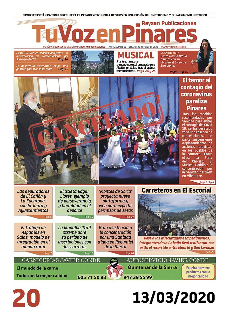 Buenos días, ya tenéis disponible el periódico impreso, donde se refleja toda la actualidad y por su puesto plasmamos las consecuencias que está provocando del COVID-19, Y hoy más que nunca si no vas a salir de casa puedes descargar el periódico aquí. tuvozenpinares.com/seccion/descar…