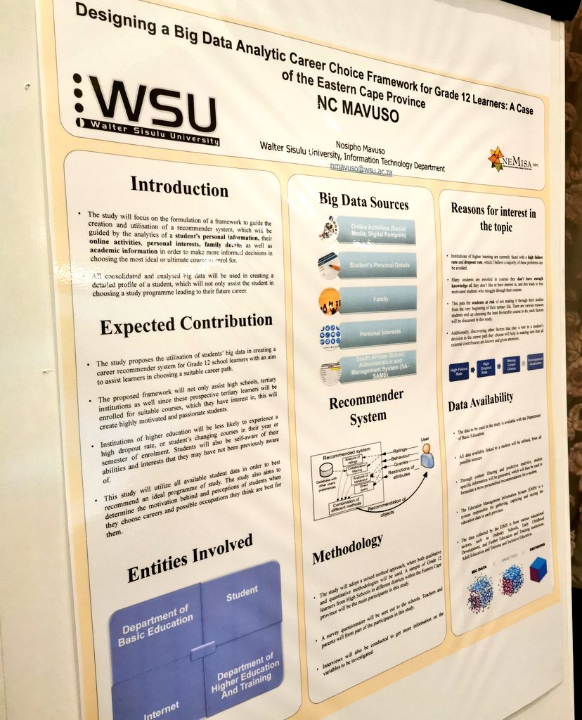 UnisaCSET's tweet image. Up next is Poster presentations by Postgraduate students #4irdigitalskills Symposium and Research Colloquium #datasciencehack @OpenDataSA @NEMISA_
@stellarated
@Unisa
@moliehiT @twinomurinzih