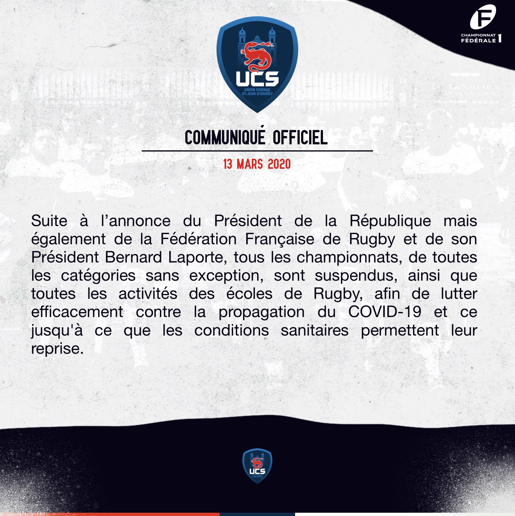 Ucs Rugby On Twitter Communique Ucs