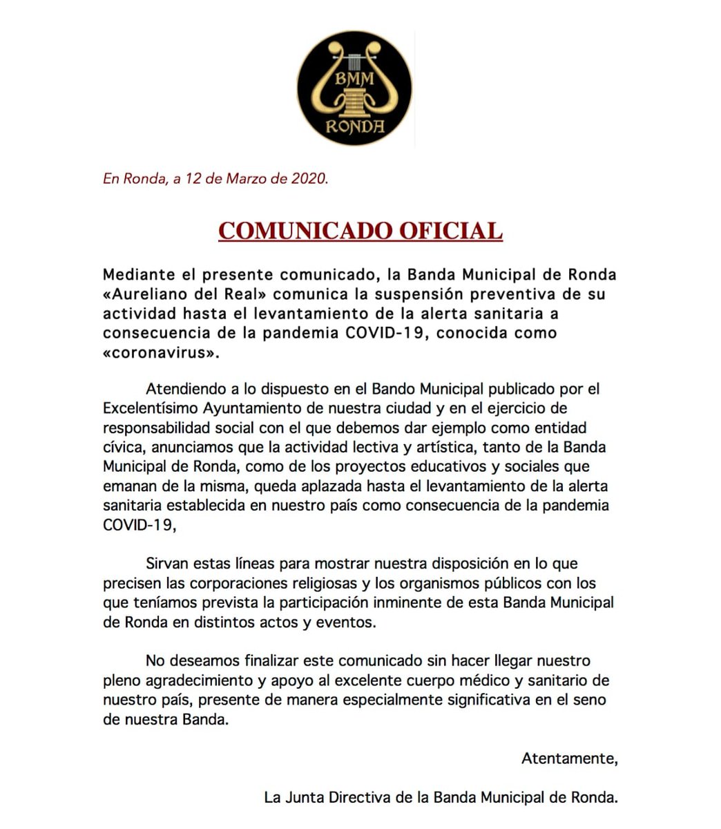 Banda Municipal de Música de Ronda (Málaga) (@bmmronda) on Twitter photo 