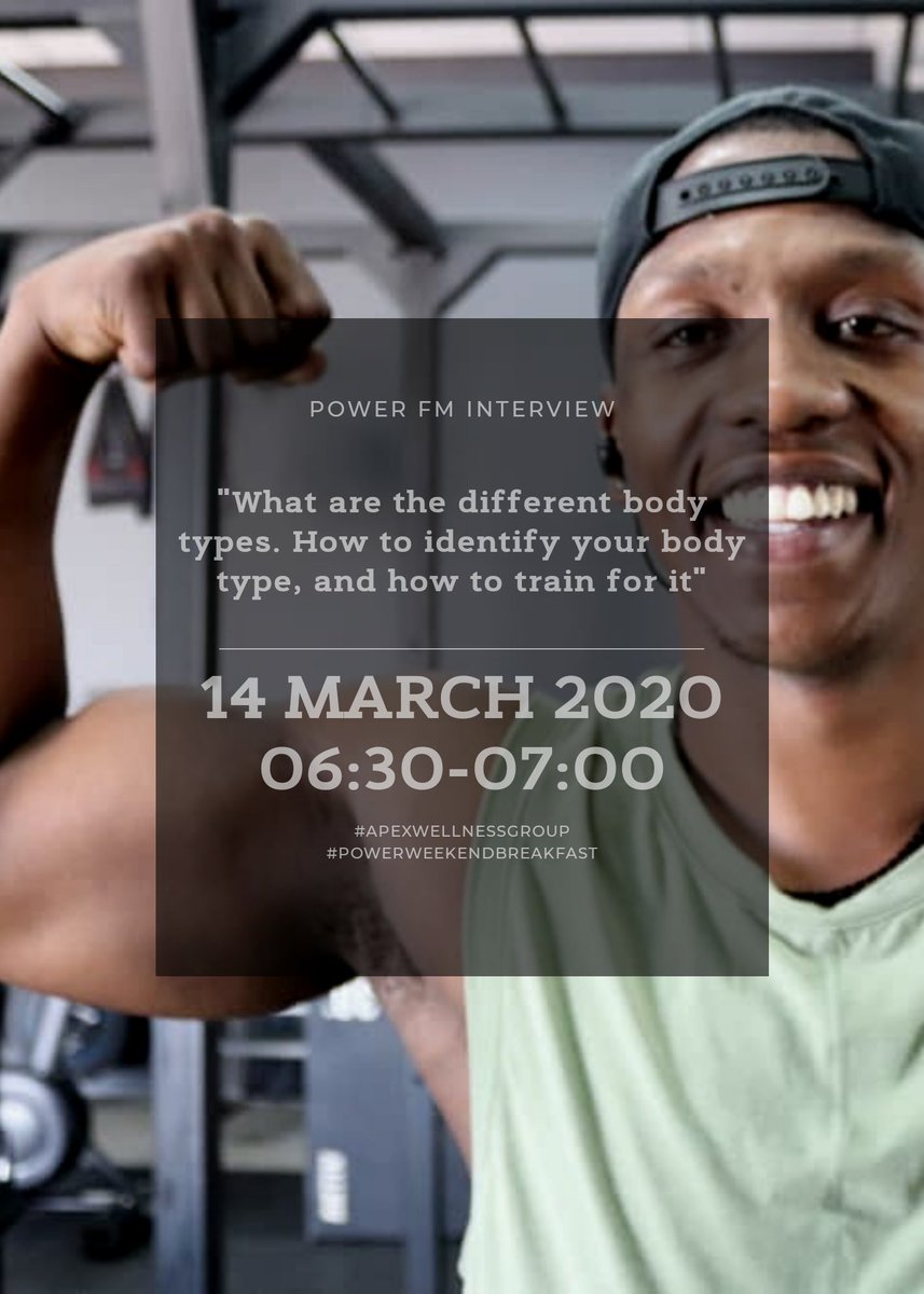AneleApex's tweet photo. Catch me on Power FM tomorrow morning from 06:30-07:00 as I discuss the various body types, how to identify your body type as well as how to train for it...💯

Your feedback will also be greatly appreciated 🙏🏾
#FetchYourBody2020
#PowerWeekendBreakfast https://t.co/cidhyV7w8q