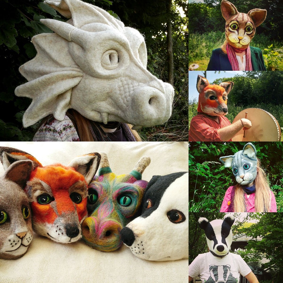 Day 13 #marchmeetthemaker unique selling point. Well there are lots of other needle felters doing some brilliant work and lots of us work along similar themes, but not too many doing full head felt masks! #felting #MarchMeetTheMaker2020 #catheadmask #feltmask #independentcrafter