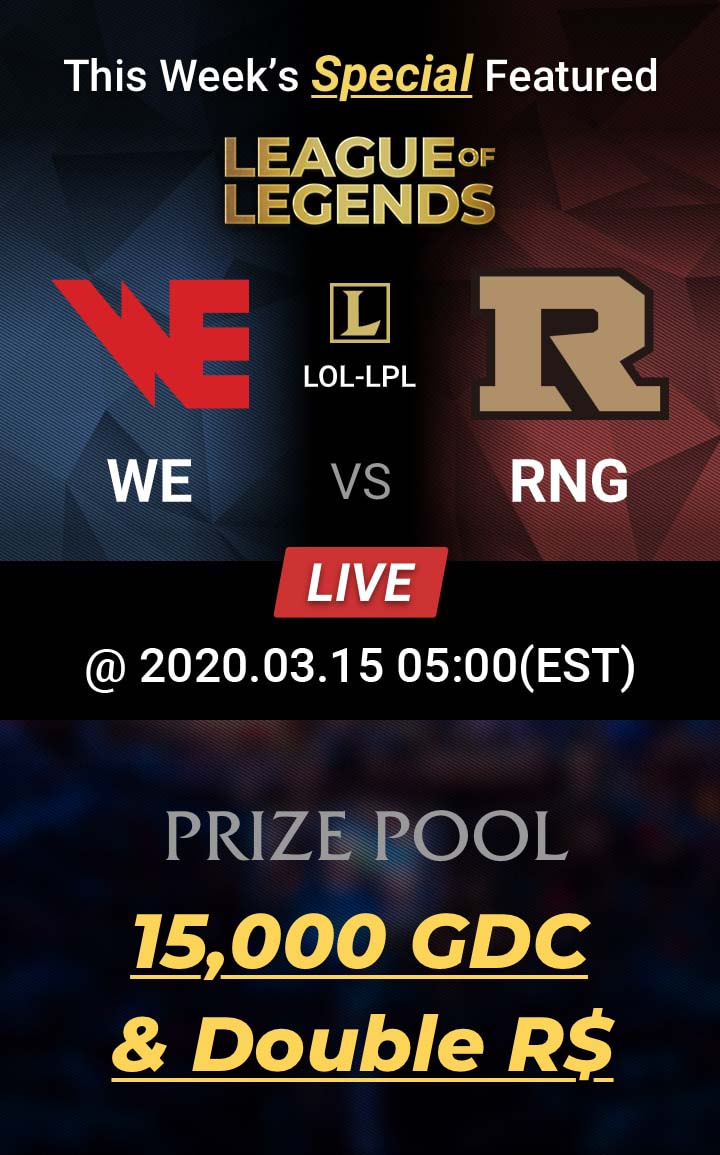 GDC__Global's tweet photo. Another Event Announcement!

You can join Rankingball LOL on Team WE vs Royal Never Gives Up. Prize pool is 15,000 GDC. Show off your skill and win Massive amount of GDC!

It is on Sunday 15th March 2020 6:00 KST! Mark your calendar for the event!

https://t.co/r0dYxdWXIM

#lol https://t.co/QkuJ4qrQSr