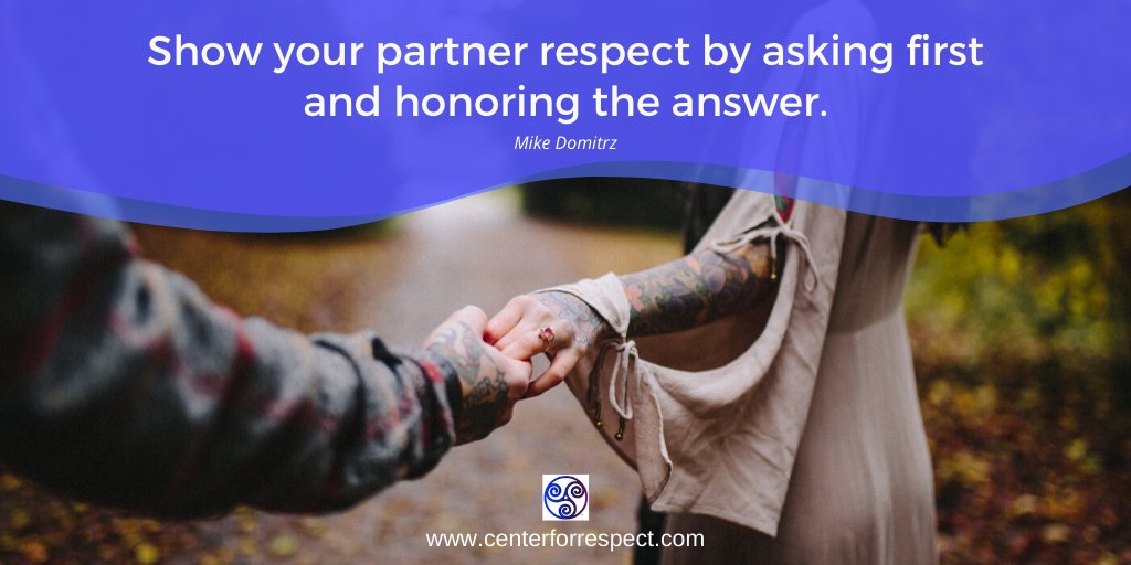 No one, whether a teen or an adult, EVER owes a partner sexual activity of any kind. Intimacy should be wanted willingly by all partners and without any influence.

#cultureofrespect
#respect
#culture
#CanIKissYou
#askingFirst
#consent
#school

centerforrespect.com