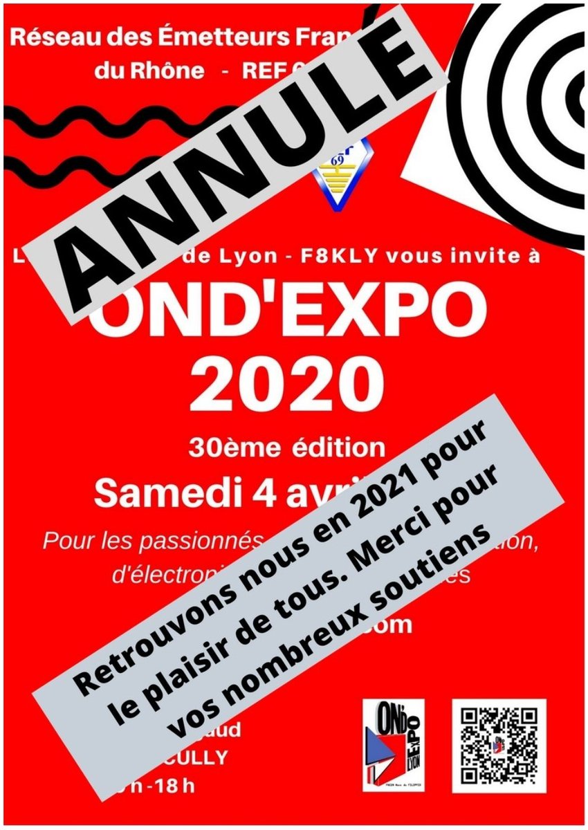 OND'EXPO 2020 est annulé et reporté à l'année 2021.
Il faudra attendre encore un peu pour célébrer les 30 ans de ce salon #radioamateur ! 

<a href="/ref_info/">REF</a> @ref_union <a href="/RadioamateurOrg/">Radioamateur.Org</a> <a href="/RadioamateursFr/">Radioamateurs-France</a> <a href="/radioamateur/">Passion-Radio.FR 🇫🇷 📡</a>