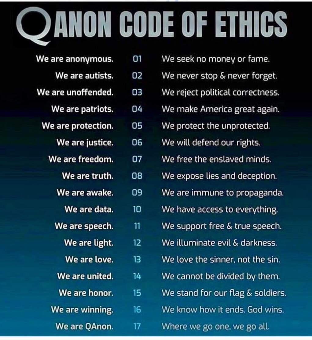 2) Anywho, I wound up watchin EVERY video. All of em. TWICE. Rememberin the QAnon Code of Ethics & mission, I kept an open mind & formed no steadfast opinions. Instead, I started checkin him out. At this time, I was curious & amused, but not quite invested enuf 2 tweet about him.