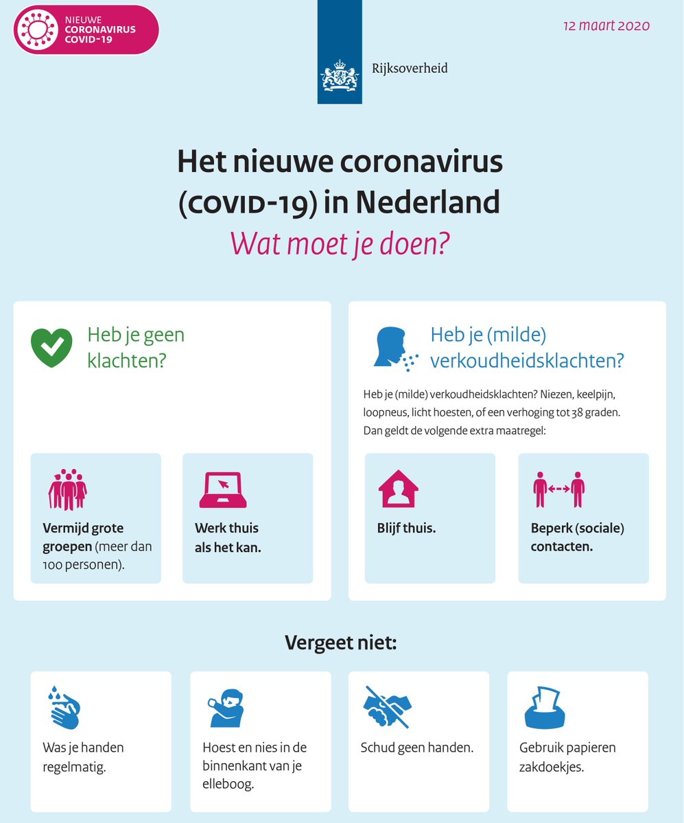 ‼️ | Vanwege #Corona worden er een aantal maatregelen getroffen met betrekking tot onze dienstverlening. Meer informatie lees je hier ➡️ bit.ly/2TXaX7y , houd je aan de maatregelen van de Rijksoverheid ⤵️