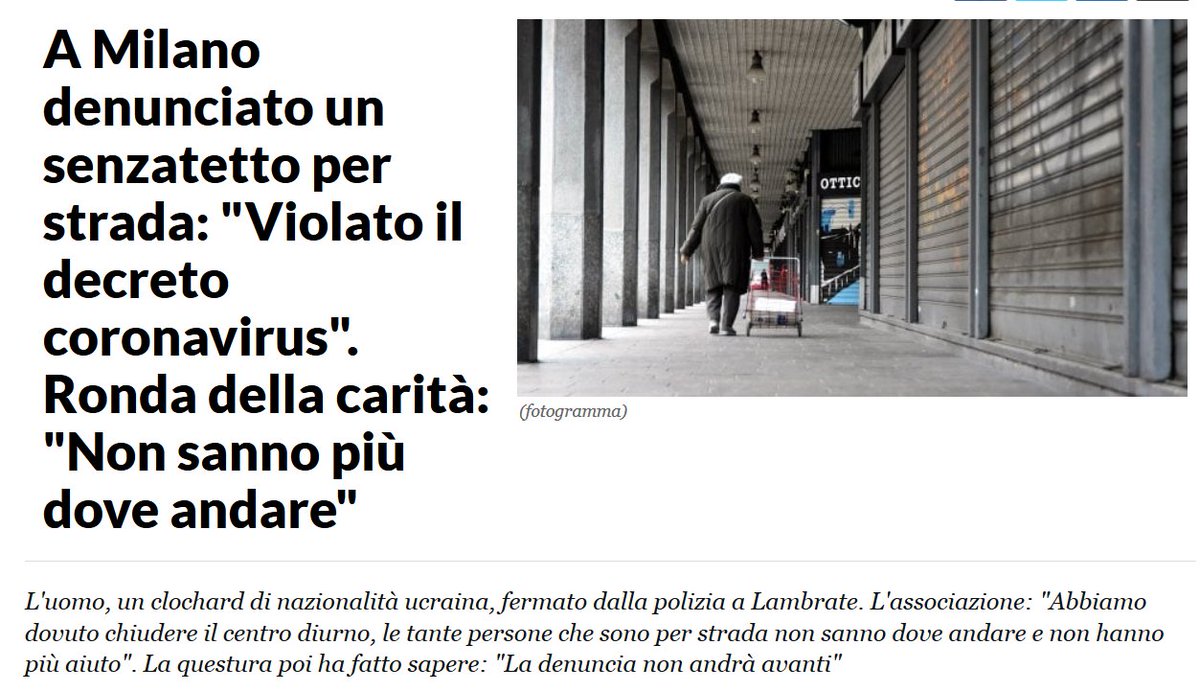 captblicero's tweet photo. Il #coronavirus sta mettendo a nudo tutte le storture che già esistevano, ma si faceva finta di non vedere. 

Una è la guerra ai senzatetto - prima in nome del "decoro", ora per la salute pubblica. Il risultato è lo stesso: le persone più fragili vanno abbandonate e punite. https://t.co/tTjSU0Dzb0