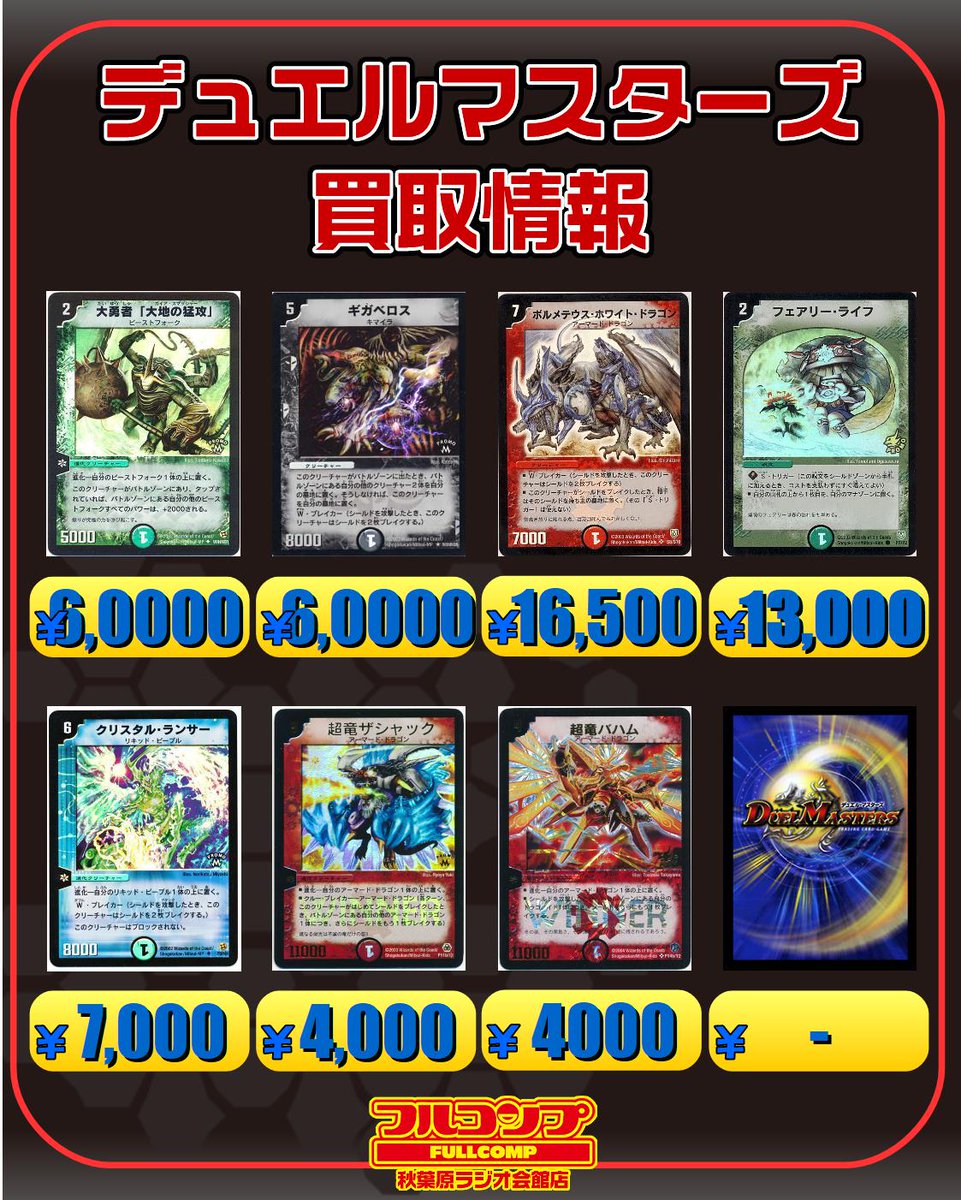 デュエマ 初期系買取情報 ギガベロス(WINNER) 60000円買取 大勇者