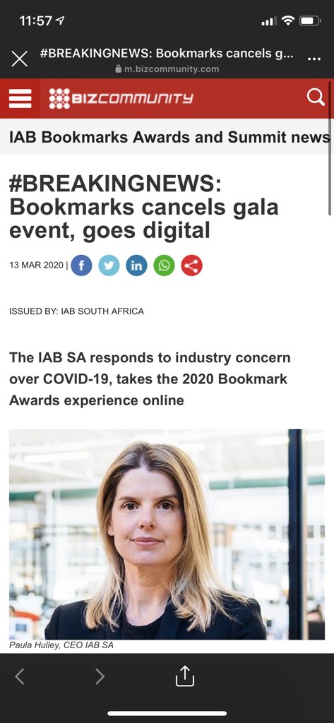 .<a href="/iab_sa/">IAB South Africa</a> #Bookmarks2020 cancelled. Sjoe