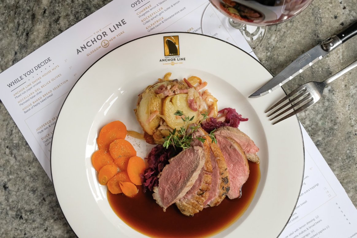 Hump day essentials! 😍 This dish of duck breast with sarladaise potatoes, braised red cabbage, roasted carrots &amp; a truffle Madeira jus is sure to put a smile on your face. 😀