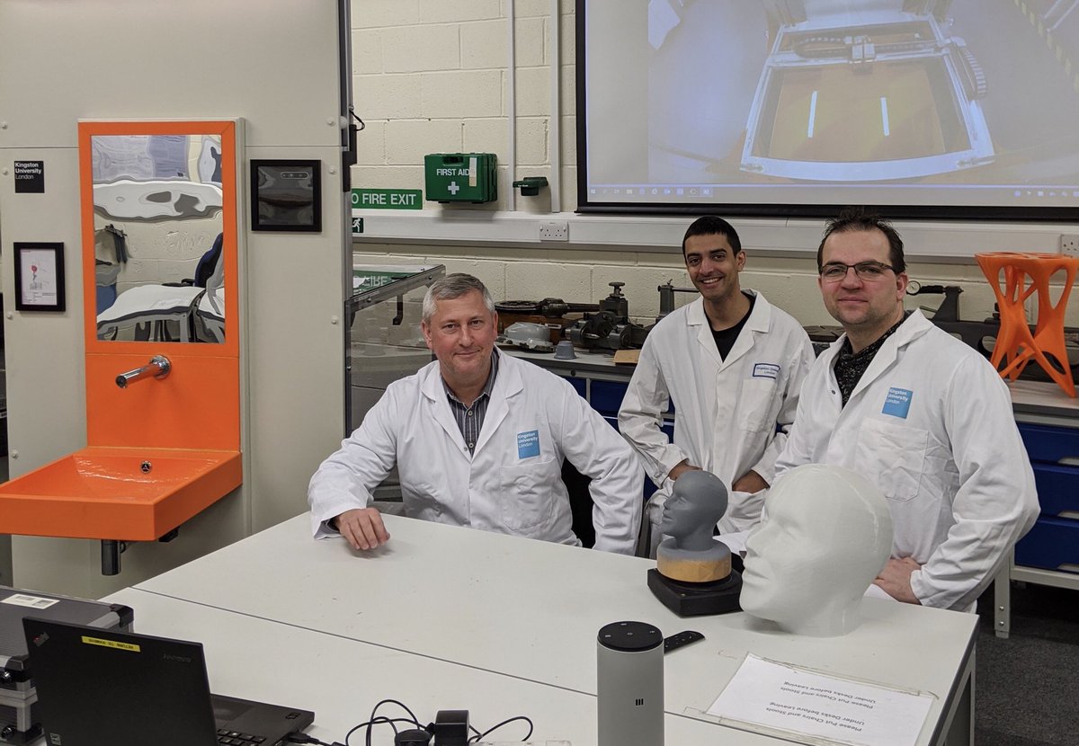 KingstonUni's tweet photo. Our amazing @KingstonSEC technicians are taking part in the @Leadersaward #EngineerExtravaganza today as part of @ScienceWeekUK. The team will be talking to 11 primary schools via live stream before taking questions about the prototypes they’ve built for the competition #BSW20🙌 https://t.co/vlsZ60VJce