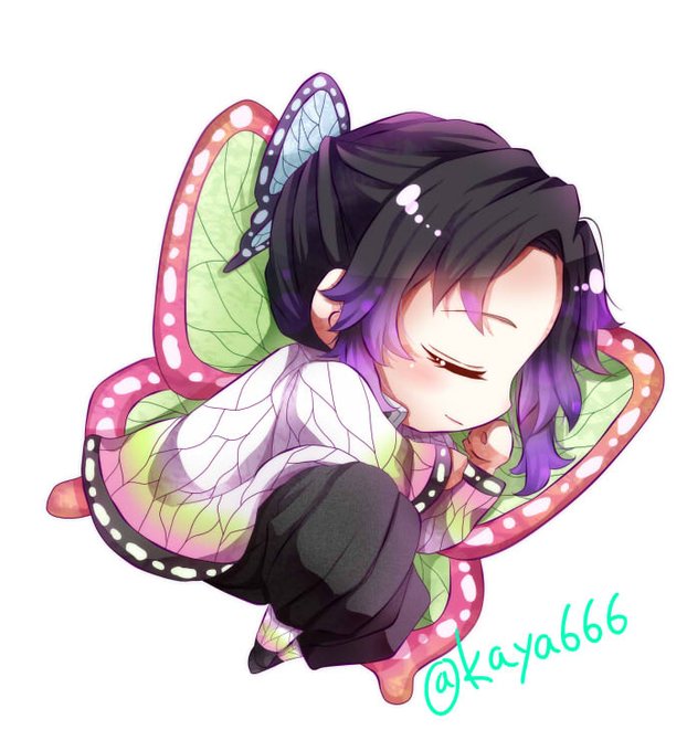 火弥さんがTwitterに投稿した胡蝶しのぶ(鬼滅の刃)のイラスト。