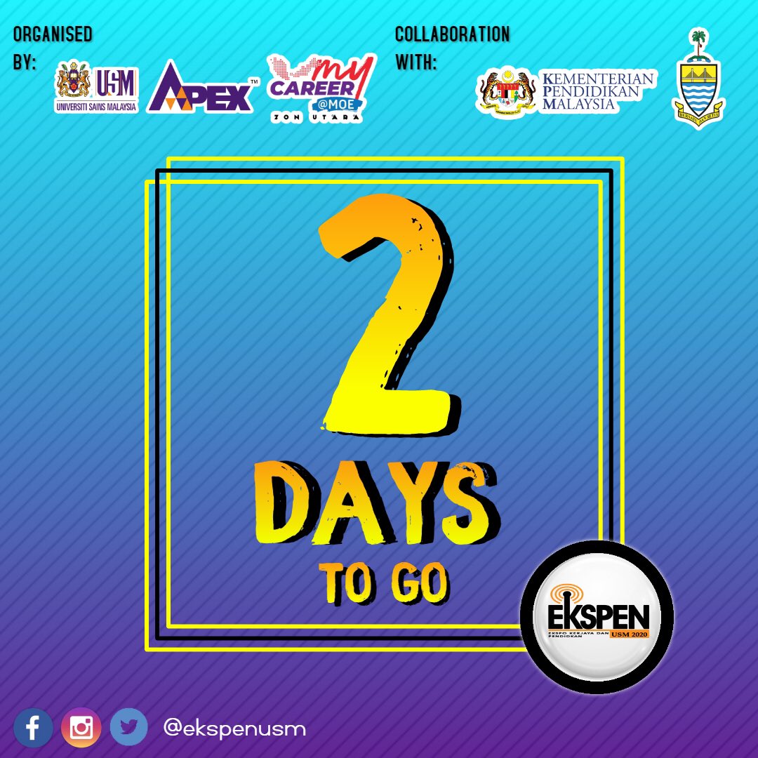 EKSPENUSM's tweet photo. ONLY 2 DAYS TO GO TO EKSPEN2020 📌

It’s time for all your last minute preparations before you meet your possible job recruiters. Your efforts will surely pay off, see you there on the day guys 💪🏽 https://t.co/rASA360iKB