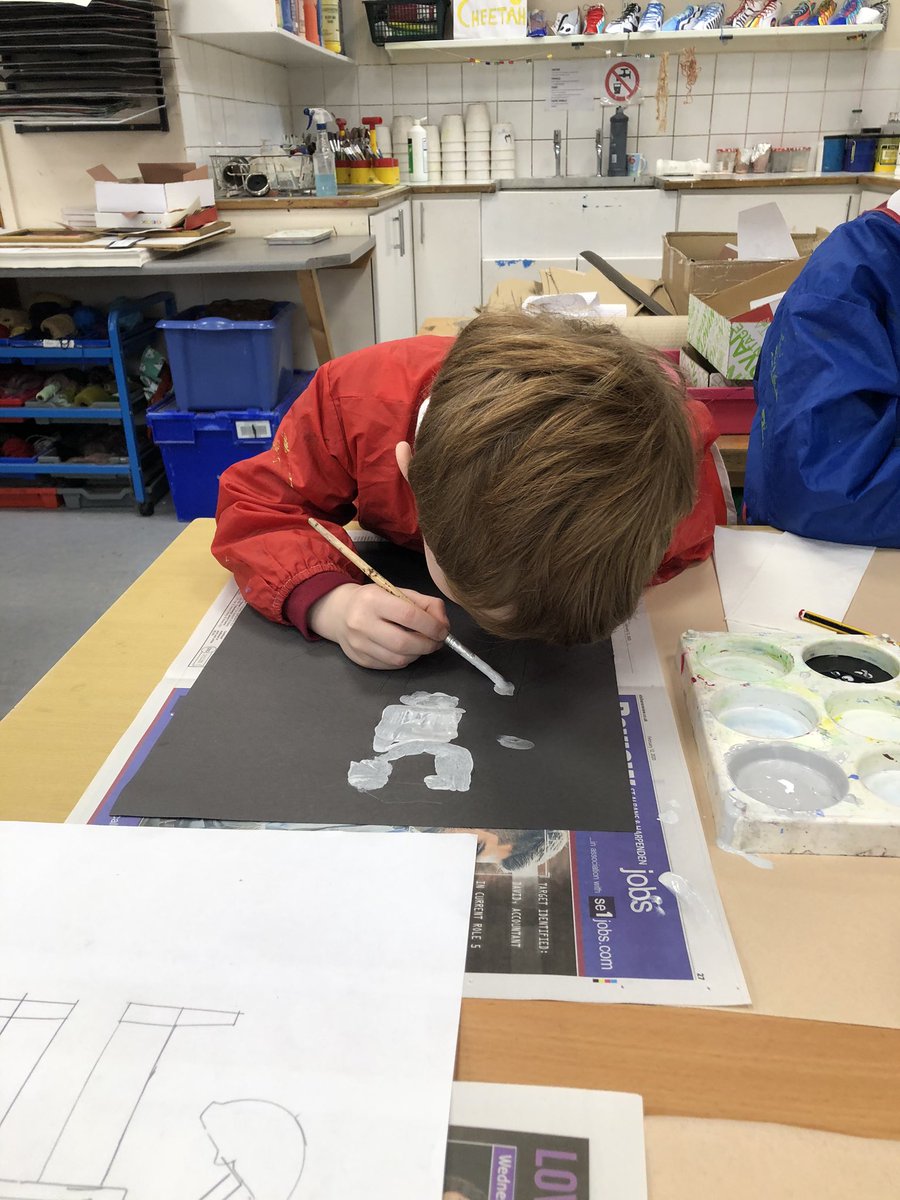 StColumbasLPrep's tweet photo. #SCCPrep2 showing they can draw and paint robots using geometric shapes. Focussing on mixing to make shades of grey and adding detail. #SCCArt https://t.co/rYaaQHH0vl