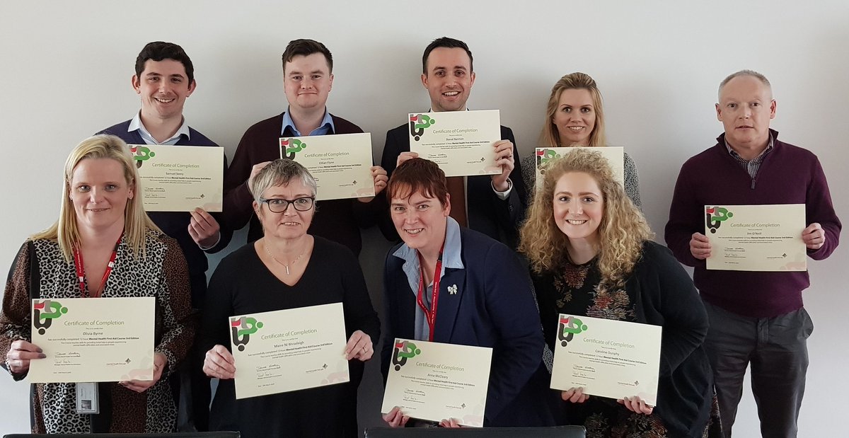 MHFAIreland's tweet photo. Great to see another wonderful group of #MentalHealth ambassadors in the financial services sector completing #MHFA training in @DavyGroup Dublin https://t.co/3qrAmwRkhg