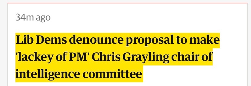Congratulations you are looking at the new Chair of the Intelligence Select Committee

Weds 11th March 2020 at 11am. When Satire finally died.