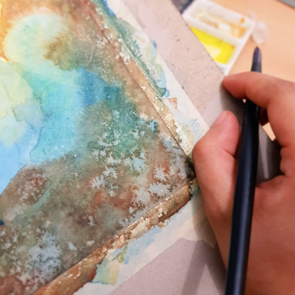 Textured painting #comish #wip #watercolor #painting