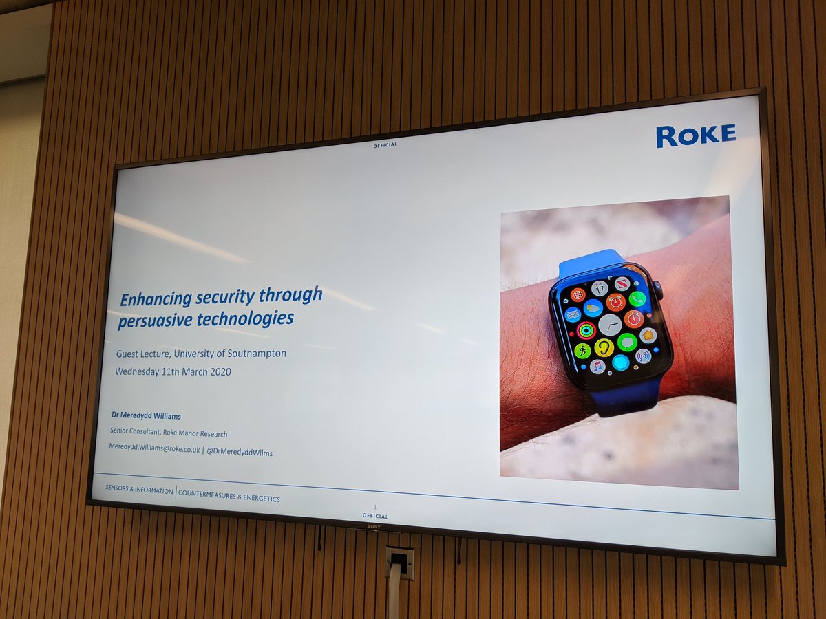 Delighted to deliver a guest lecture at <a href="/UniSouthampton/">University of Southampton</a> on security behaviour change. @RokeManor