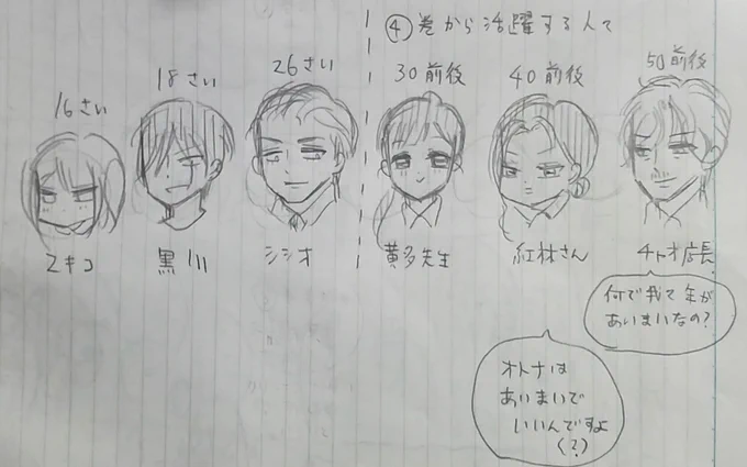 まだ発売されてないけど4巻は大人が物語にからんでくるのがいいなと思ってるんですよ、
これまでの主要キャラの最年長はシシオ26才だったし。
(といいつつ、オトメさん80才やクリーニング屋のおっちゃんもいたことを思い出したけどせっかく描いたからのせる) #ヤンガル 