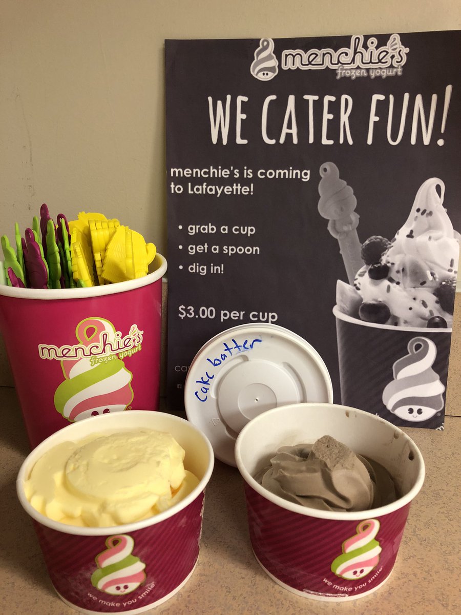 Menchie”s WEDNESDAY today! Frozen yogurt, Open all morning through lunch $3