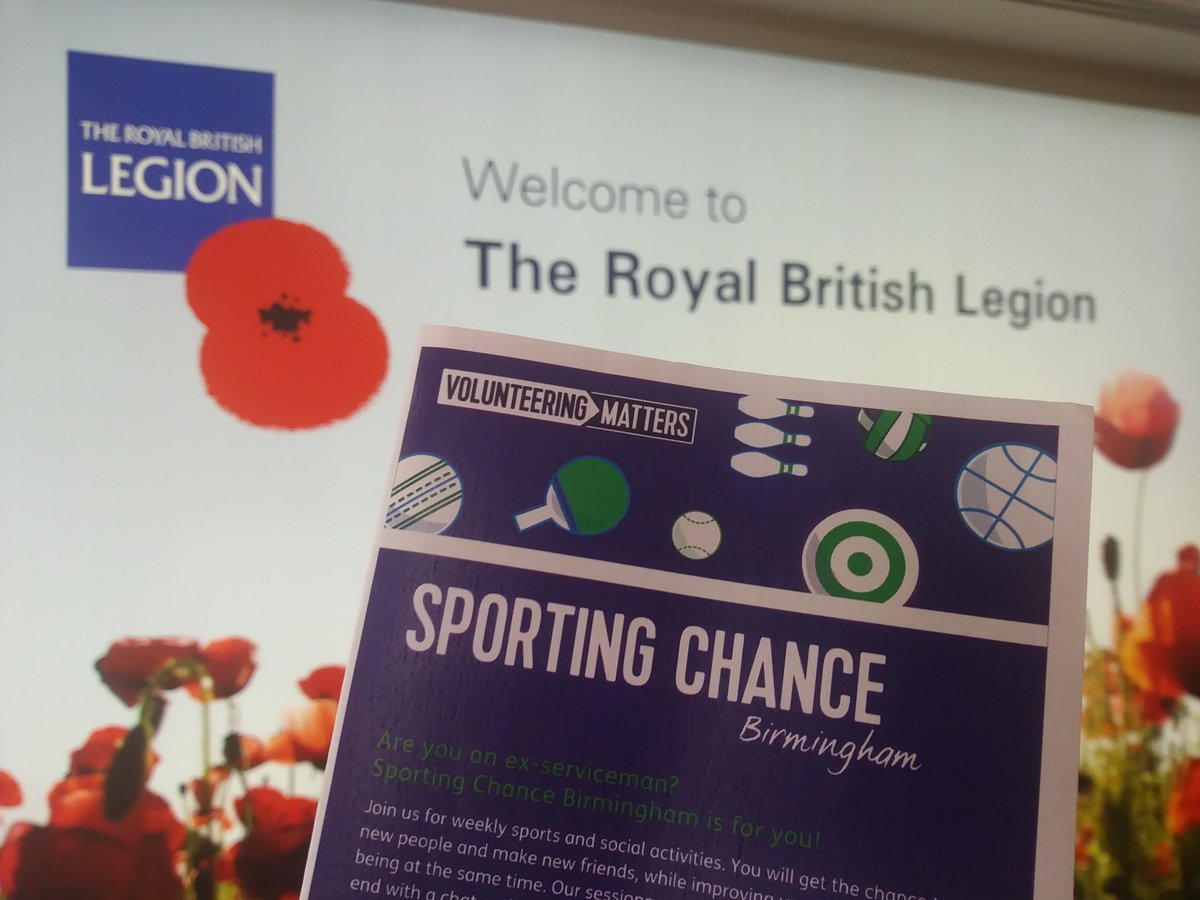 Good to catch up with our partner @WestMidsPoppy this morning about our #SportingChance Birmingham project. Sporting and social activities for #veterans take place every Tuesday in #Birmingham. New taster sessions starting soon.