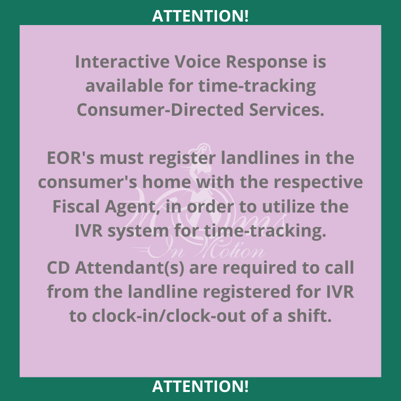 MomsInMotionVA's tweet photo. Interactive Voice Response is available for time-tracking Consumer-Directed Services.
#momsinmotion #CCCplus #DDwaivers #EPSDT #consumerdirected #servicefacilitation #CDSF #medicaidwaivers #virginiamedicaid #interactivevoice https://t.co/87xYVnEzVk