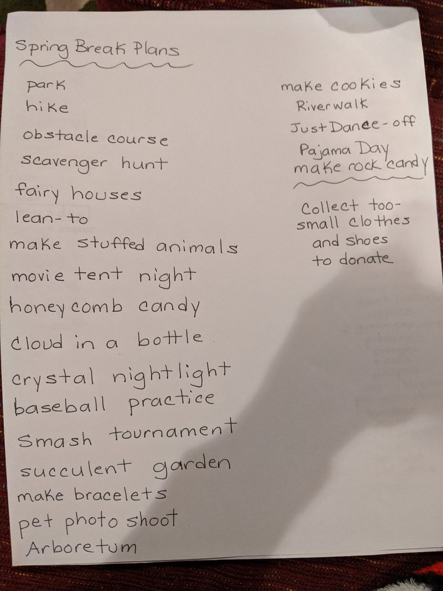Author_PCorrell's tweet photo. Since our spring break plans got torpedoed (outings this year will consist of the park and hiking in the arboretum, yawn) my son & I consulted The Dangerous Book for Boys & Unbored for ideas to do at home. That last one is my spring break goal! #springbreak #unbored https://t.co/5By3fJyMzo