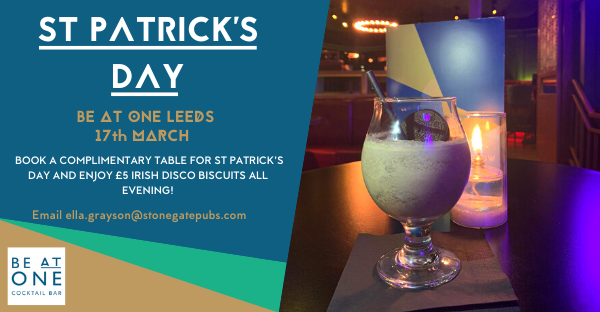 BeAtOne_Leeds's tweet photo. 🍀 St Patrick's Day is just around the corner! 🍀

We're offering complimentary areas and £5 Irish Disco Biscuits!

With Bailey's cream, Mint Liqueur, Oreo's and Ice cream - it's the perfect way to celebrate!

Email ella.grayson@stonegatepubs.com to reserve your area! https://t.co/TCMShSXZ58