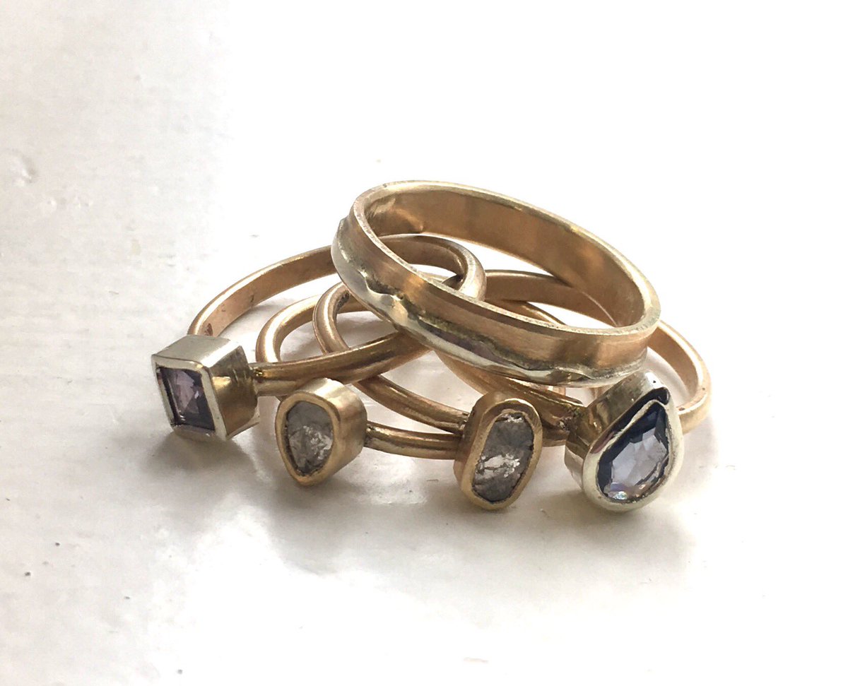 All that glitters! Brand new gold mountain rings, with sapphires and diamond slices in Cherrydidi Ambleside. @brightstar109 @LiveShopLocal @NotJustLakes @hmuk_crafters  #localjeweller #diamondrings #sapphirerings #weddingrings #mountainrings #cherrydidi #handmadejewellery
