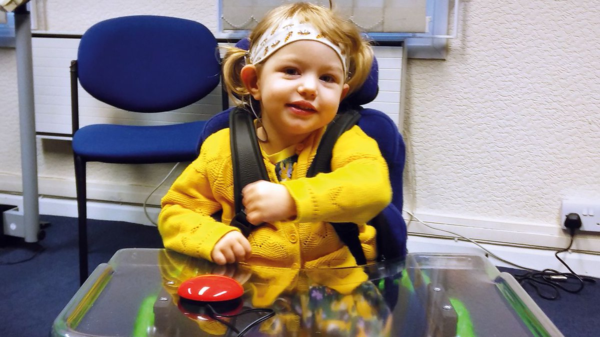 DrivingMob's tweet photo. Two-year-old Olive, born with #cerebralpalsy, is enjoying her first independent steps with a unique long-term loan of a free #Bugzi powered wheelchair following an assessment at North West Driving Assessment Service (@Bridgewater_NHS) Read more here: https://t.co/swrr8FZs0V https://t.co/QZiYBjX2W4