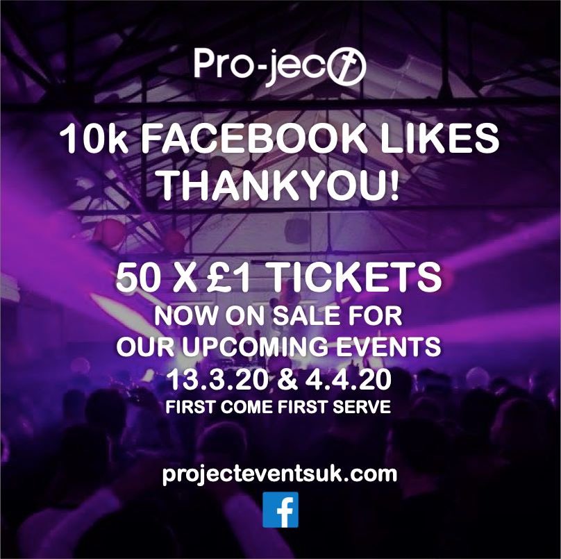 Thankyou for the likes Facebook family! 
Head to projecteventsuk.com for the £1 deal!