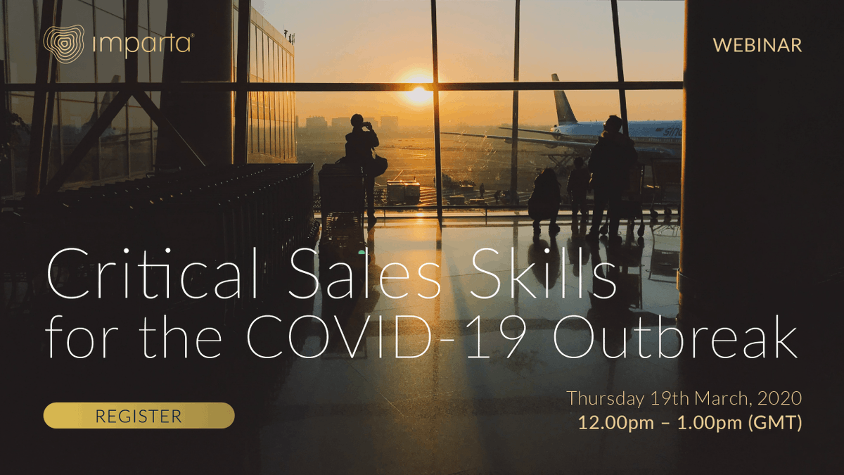 Imparta's tweet photo. The spread of the #coronavirus is changing customer behaviour around the whole Buying Cycle. Now is no time to leave salespeople to their own devices. Join us for this important #webinar on 19th March @ 12.00pm (GMT). 
Register: https://t.co/3O1hleVjqW
#convid19 #crisismanagement https://t.co/nYfmnCCtKt
