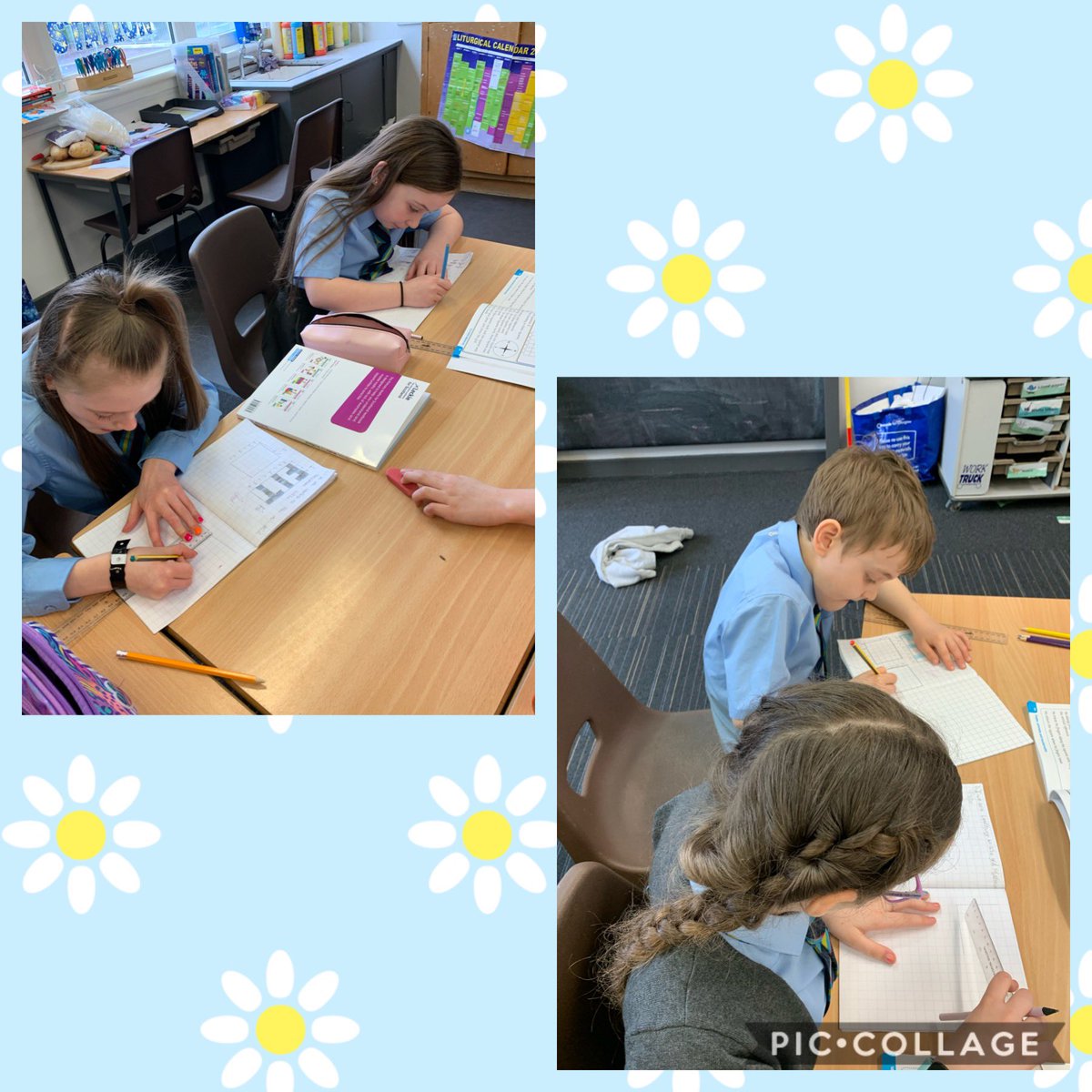 OLRprimary's tweet photo. P4a were combining lots of skills today. They drew grids- #gridreference Next they coloured a symmetrical design on it- #symmetry Then they instructed their partner to draw the same design without seeing it and swapped over- #Instructions #TalkingAndListening https://t.co/zHKT0B9XnZ