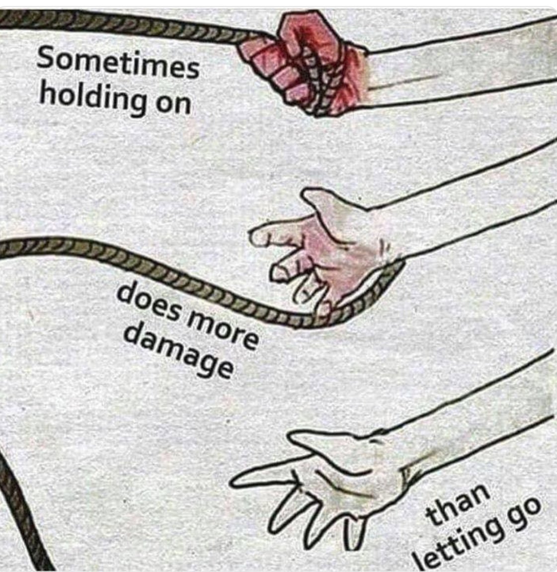 nrmentalhealth's tweet photo. #TuesdayMorning 
Often hanging on does more damage than letting go - a great #quote for optimizing your #mentalhealth

Hating your job - let go of it
Wrong study course - let go of it
Abusive/unhappy relationships - let go of them

We only have one life. Let go of what hurts you https://t.co/SCzU0TZWF3