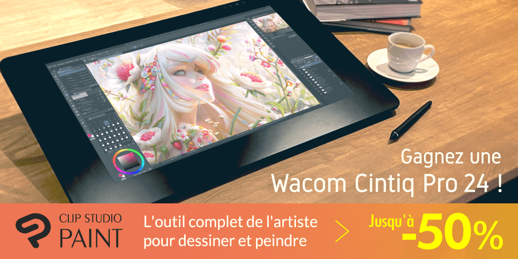 Gagnez une Wacom Cintiq Pro 24 !
Suivez le compte officiel de CLIP STUDIO PAINT et retweetez simplement ce tweet pour obtenir une chance de gagner une Wacom Cintiq Pro 24 ! Consultez le lien ci-dessous pour plus de détails : clipstudio.net/promotion/give…
