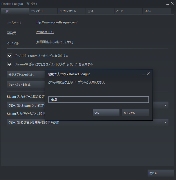 ᑭᕮᑎᑕᕼᗩᑎ ペンちゃんvtuber 今日のアプデでロケットリーグはdirectx11起動 になったので古めのグラフィックボードをご利用の方は スクショのようにsteamライブラリのrocket Leagueを右クリックプロパティから一般タブ 起動オプションを設定 の