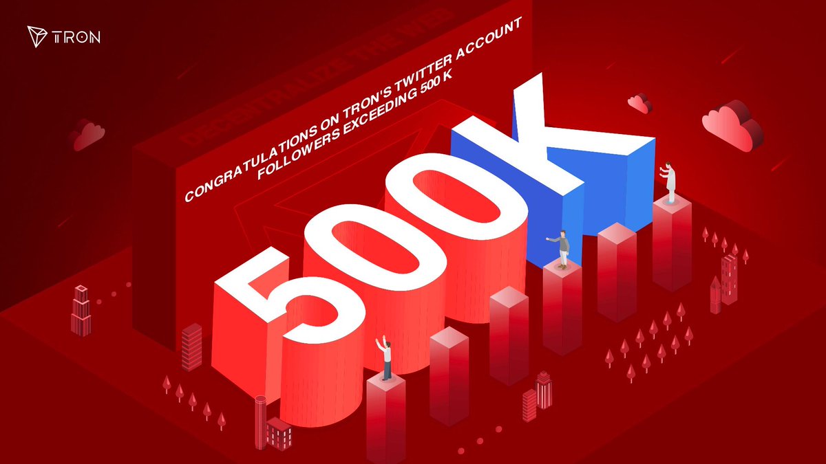 trondao's tweet photo. Thank you all #TRONICS for your support! 
Now @Tronfoundation has over 500K followers!🎉
#TRON #TRX https://t.co/fdpLdGSaXR