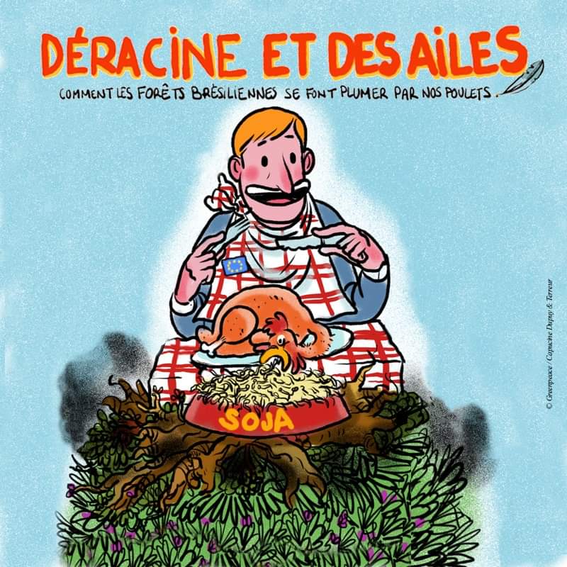 greenpeacelyon's tweet photo. Importer du soja par tonnes pour alimenter l'élevage industriel est un gros problème! 🌎🔥🌳🐒
Explication en BD 👉https://t.co/hFO5TWJkgv
🌾 RT pour demander aux candidat.e.s aux #Municipales2020 2 repas végé /semaine & + de bio dans les cantines
#cantineverte #Lyon #2FoisTrop https://t.co/99gESRgVv9