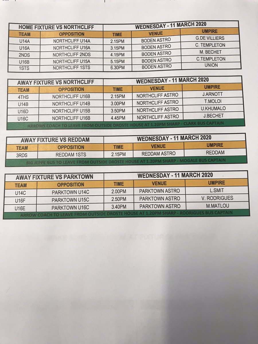 Fixture alert for today 🚨

Please note the 5th team and u14D game have been cancelled.