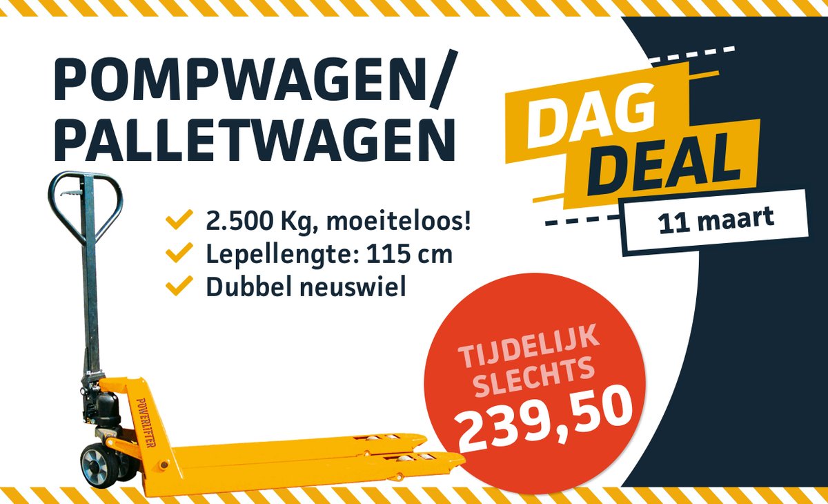 TEVUbv's tweet image. 👏 ALLEEN WOENSDAG 11 MAART DEZE STUNTPRIJS 👉 En natuurlijk gratis bezorgd! 

#pompwagen #stuntprijs #korting #aanbieding #transport #logistiek
