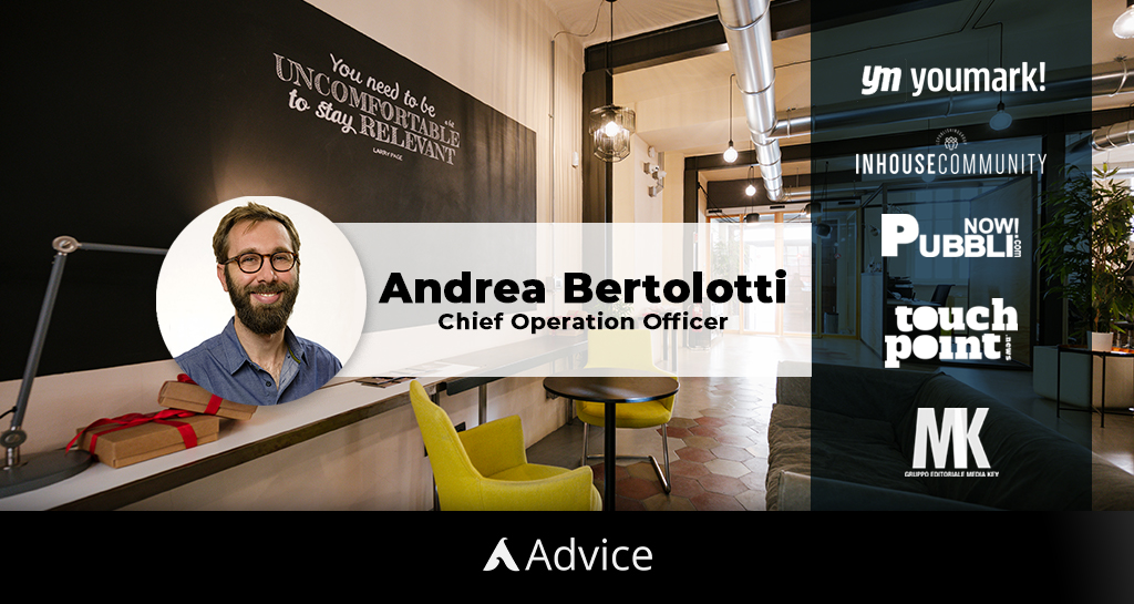 We are proud to introduce our newly appointed COO, Andrea Bertolotti.
Andrea’s appointment is fully in line with Advice vision as he is a home-grown talent with a 5-year experience as a PMO. 
Read the news bit.ly/2ID9rlW
#career #talent #loyalty #COO #progressmarketing