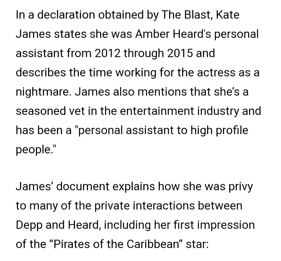 UPDATE: Testimony by Kate James, Amber's former assistant.She describes how when Johnny and Amber started dating she would speak of him in a disparaging way.