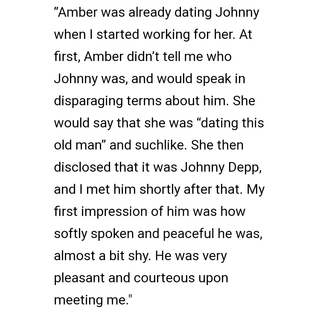 UPDATE: Testimony by Kate James, Amber& #39;s former assistant.She describes how when Johnny and Amber started dating she would speak of him in a disparaging way.