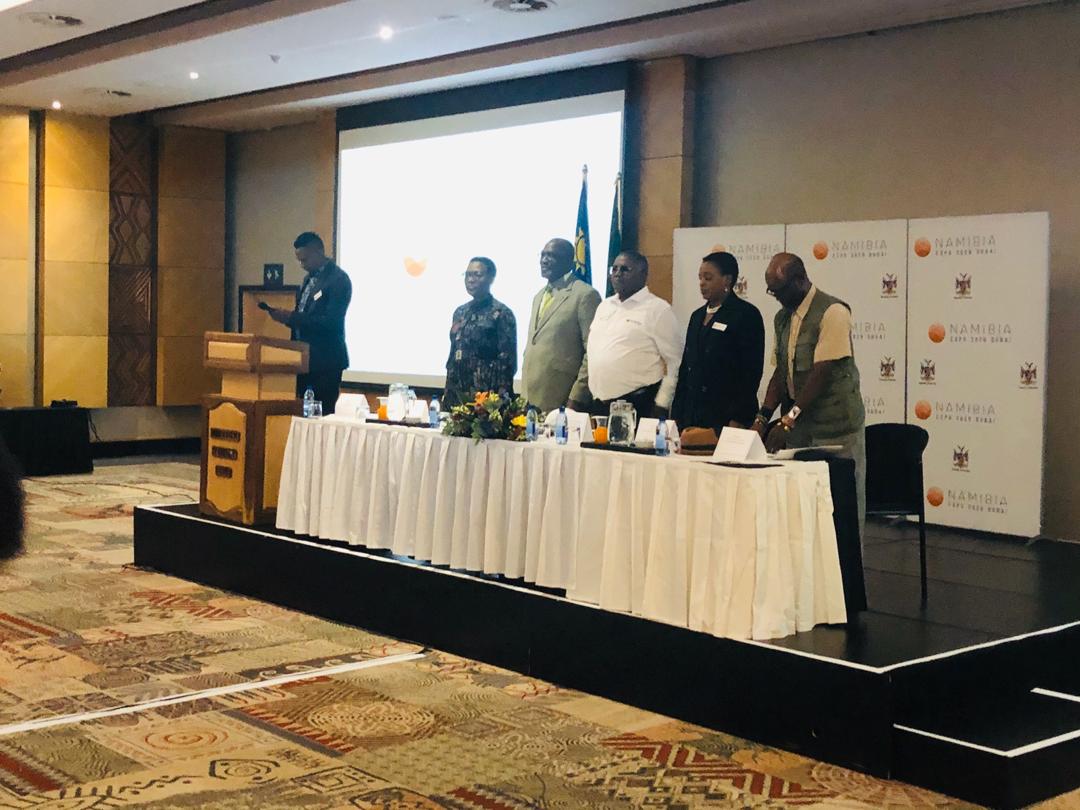 NTFNamibia's tweet photo. The official launch of the Namibia Expo Dubai 2020 just got underway at the WCCR. #MITSMED #NamibiaInvestmentCentre #NTFNamibia https://t.co/YYFo5ded3F