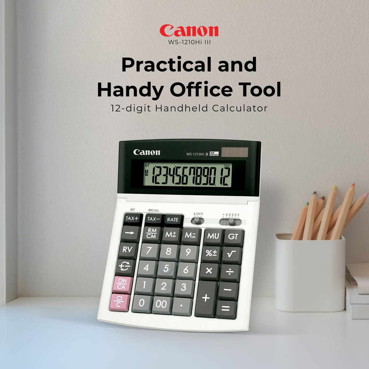 SBMCI's tweet photo. Canon WS-1210HI III with 12-digit display incorporates an adjustable tilt display with extra-large readouts and impressive calculating functions.

Visit our website: https://t.co/NZZ7P3bt8v
#Canon #Canoncalculator #desktopcalculator #12digits https://t.co/8VDdEdUz9d